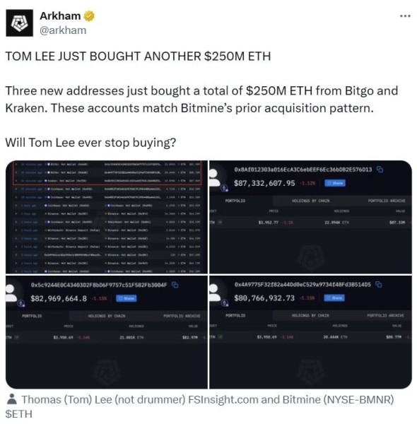 Ли из BitMine говорит, что «ценовые колебания» эфира — это сигнал к покупке Ли из BitMine говорит, что «ценовые колебания» эфира — это сигнал к покупке