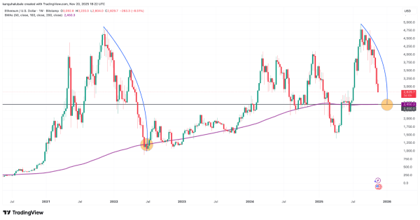 Обвал Ethereum ниже $3000 привел к «бумажным» потерям казначейских компаний