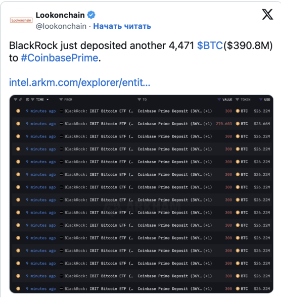 BlackRock перевела биткоины на $400 млн на фоне опасений по ликвидности