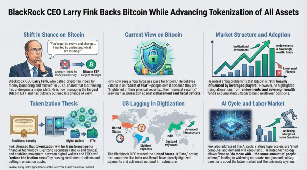 Генеральный директор Blackrock удваивает ставки на биткойн, призывая к более быстрому токенизации всех активов Генеральный директор Blackrock удваивает ставки на биткойн, призывая к более быстрому токенизации всех активов