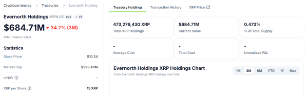 Убытки Evernorth в XRP превысили $380 млн