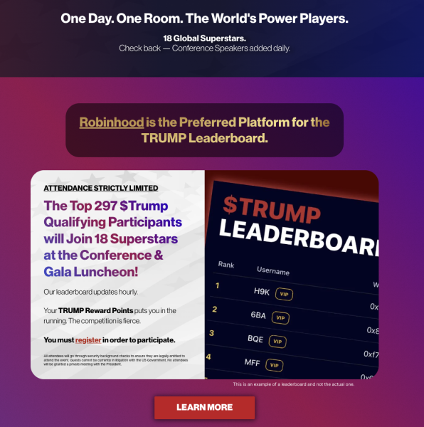 Биржа Robinhood стала главным партнером токена Дональда Трампа